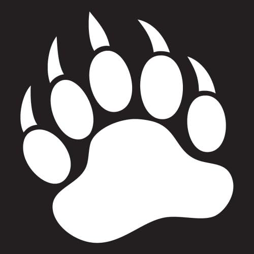 Grizzly Bear Paw Print Vinyl Car Decal Sticker White 4"