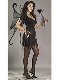 Sexy Midnight Fairy Velvet Costume Black Dress Black Wings