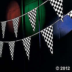 Plastic 100' CHECKERED Flag RACING Pennants/BANNER/Indy/NASCAR/RACER PARTY DECORATIONS/Decor/48 Pennants/RACE CAR