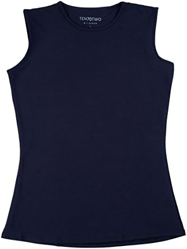 TEN70TWO Womens Pima Cotton Short Sleeve Crewneck Tank Top T-Shirt (L, NAVY)