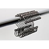 Premium Quality Rustproof Oil Rubbed Bronze Double Glide Shower Curtain Hooks & Rings ✮ Modern Decorative Design With Corrosion Free Round Rollers ✮ Set of 12 ✮ No More Rusty Shower Curtain Hooks!