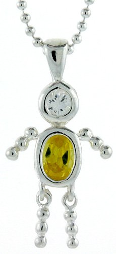 Sterling Silver Birthstone Baby Brat Boy Pendant for ” November”