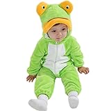 （ワボーズ） Waboatsベビー　キッズ　秋冬　猫柄　麒麟柄　パンダ柄　ハチ縞　カモフラージュ　フットロンパース カバーオール ベビーロンパース ベビーカバーオール　裹起毛カバーオール Frog 1