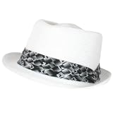 DIAMOND CROWN PP WATERPROOF FEDORA 3 PLEAT HAT WHITE LARGE - EXTRA LARGE