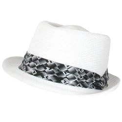 DIAMOND CROWN PP WATERPROOF FEDORA 3 PLEAT HAT WHITE LARGE - EXTRA LARGE