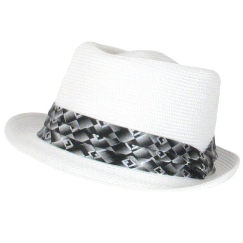 New Diamond Crown Pp Waterproof Fedora 3 Pleat Hat White Medium