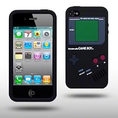 GAMEBOY AUFDRUCK SILIKON SKIN CASE SCHUTZH�LLE F�R IPHONE 4 IN SCHWARZ