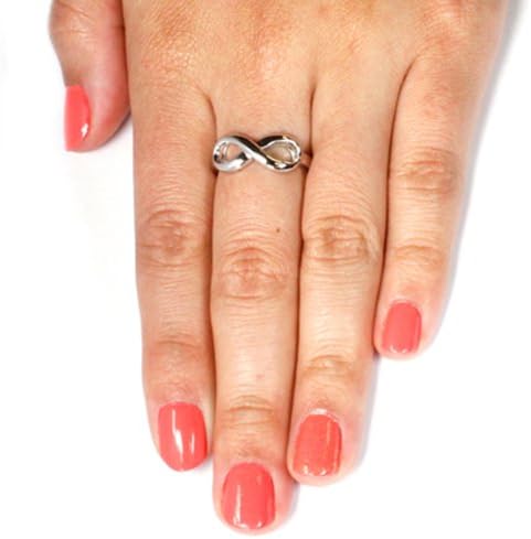 TIONEER Sterling Silver Believe Engraved Infinity Ring
