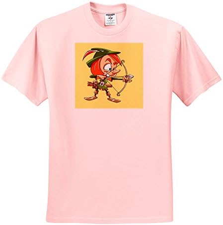 ts_211668_37 Edmond Hogge Jr - Cartoons - Robin Hood with Bow and Arrow - T-Shirts - Adult Light-Pink-T-Shirt XL