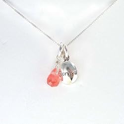 Breast Cancer Survivor Sterling Silver and Crystal Necklace