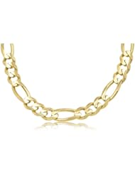 14K Solid Yellow Gold Figaro Link Chain Necklace 12mm Wide 30" inch Long - Best Price Guaranteed.