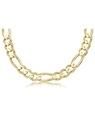 14K Solid Yellow Gold Figaro Link Chain Necklace 12mm Wide 18" inch Long - Best Price Guaranteed.
