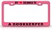 MY HEART BELONGS TO A BOOKKEEPER Occupation Metal Auto License Plate Frame Tag Holder, Pink/Black