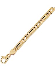 14K Solid Yellow Gold Tiger Eye Fancy Chain Bracelet 6.5mm (1/4 in.) - 8 in.