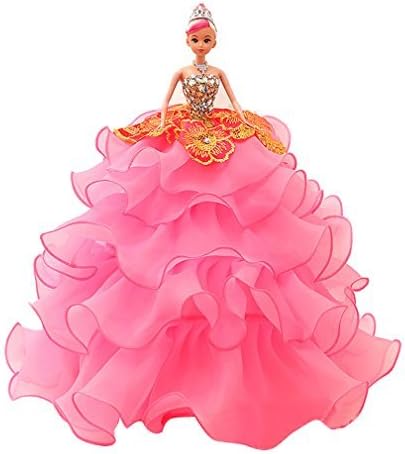 Highmall 18 Inches Super Deluxe Princess Wedding Dress without Bridal Veil for Barbie doll - Pink