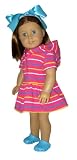 Pink Striped Hoodie Dress, Turquoise Garden Clogs Fits American Girl Doll