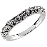 0.10 Ct.T.W. Round Brilliant Cut Diamonds, 14K White Gold. Vintage Style Diamond Wedding Band