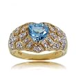 Blue Topaz & Diamond Ring in Solid Yellow Gold