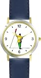 Golf Caddie or Caddy Holding the Flag - Golf Theme - WATCHBUDDY DELUXE TWO-TONE THEME WATCH - Arabic Numbers - Blue Leather Strap-Children's Size-Small ( Boy's Size & Girl's Size )