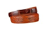 Lucchese Classics W5741 Hand Tooled Leather & Alligator Belt Mens - Peanut