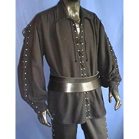 Inter Moden Baumwollhemd Piratenhemd Pirat Hemd geschnürt Gr. S-XXXL Natur, Schwarz, Weinrot