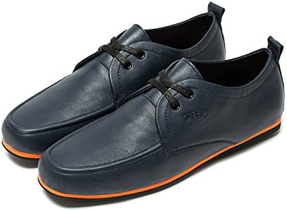 FTHERO Casual rubber oxford lace up driving city leather Mocassins classic loafers Italian design men shoes Blue 8 D(M) US