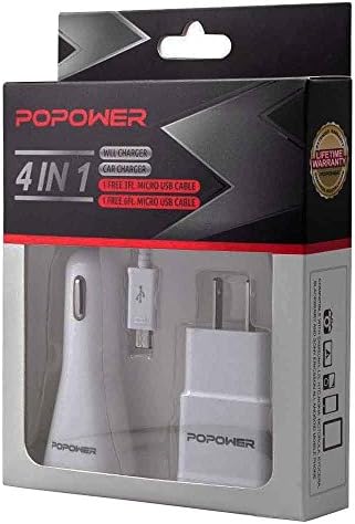 Car charger 5v 3.1 Amp and Wall charger 5v 2.0 Amp And 6ft USB Cable + 3ft usb cable set for Samsung Galaxy S4,S3,S2,Note 4 Edge,Note 5, HTC One M9,M8,M7,M4,LG G3 G4 G2 AND more(White)