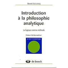 Introduction � la philosophie analytique : La logique comme m�thode