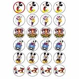 Mickey Mouse style 24 Edible Wafer Paper Fairy/Cup Cake Toppers on an A4 sheet - Birthday Cake and Party Idea