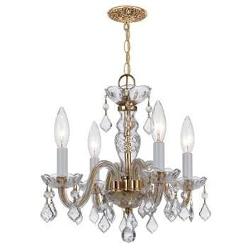 Clear hand cut crystals with Polished Brass metal accents