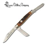 Queen Cattle King 3 Blade Folding Knife w/ Stag Bone Handle