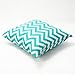 Lavievert Decorative Cotton Canvas Square Throw Pillow Cover Cushion Case Handmade White and Cyan Chevron Stripe Toss Pillowcase with Hidden Zipper Closure 18 X 18 Inches (For Living Room, Sofa, Etc)