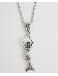 Three Dimensional Hanging Mermaid Necklace Sterling Silver on 18 Inch Stainless Steel Link Chain