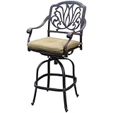 Darlee Elisabeth Cast Aluminum Outdoor Patio Swivel Bar Stool With Cushion - Antique Bronze