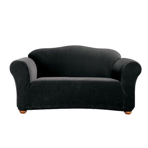 Casual Home Stretch Ribbed Slipcover Collection - Ebony