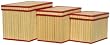 Split Bamboo Boxes Set of 3 with Canvas Lining and Leatherette Trim Large= 14" x 10.5" x 10"