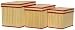 Split Bamboo Boxes Set of 3 with Canvas Lining and Leatherette Trim Large= 14