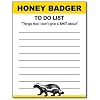 Honey Badger Funny Notepad Office Memo Pad Gag Gift Yellow and Black