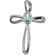 14K White Gold Aquamarine Cross Pendant