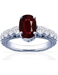 14K White Gold Cushion Cut Ruby Ring With Sidestones (GIA Certificate)