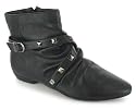 Platino "Inka" Ladies Studded Ankle Boots - Black