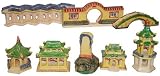 Assorted miniature examples of classic chinese architecture, set of 8
