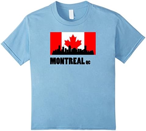 Kids Montreal QC Downtown Cityscape Skyline Canadian Flag T-Shirt 4 Baby Blue