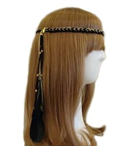 Ladies Hippie Headband Girl Feather Headdress Costume Accessory