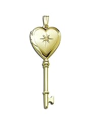 Solid 14K Yellow Gold Small Heart KEY Locket 1/2 inch x 1-1/4 inch Solid 14K Yellow Gold