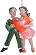 African American Couple Lovers With Heart Christmas Ornament #W20226