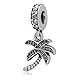 Palm Tree Charm with Crystal Charm 925 Sterling Silver Coconut Tree Charm Travel Charm for Pandoar Bracelet