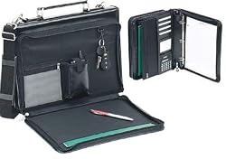 Black Leather Portfolio Ring Binder w/strap