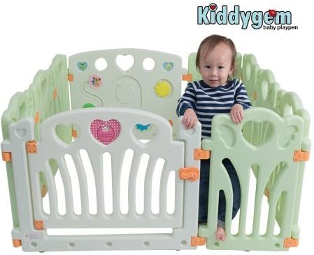 Kiddygem baby playpen - Angel wings and hearts (Green)