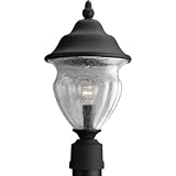 Progress Lighting P5407-31 One-Light Post Lantern with Clear Seeded Handblown Glass Urn, Black